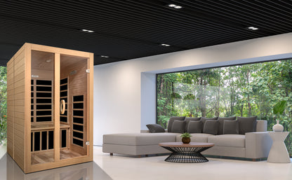 Dynamic Santiago 2-person Low EMF (Between 5-10MG) FAR Infrared Sauna (Canadian Hemlock)amic Santiago 2-Person Full Spectrum Near Zero EMF (Under 3MG) FAR Infrared Sauna (Canadian Hemlock)