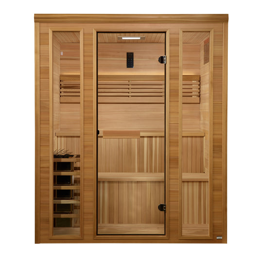 Golden Designs 2025 Engelberg Edition 4 - 6 Person Traditional Steam Sauna (GDI-7060-01) - Pacific Premium Clear Cedar