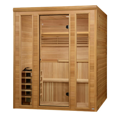 Golden Designs 2025 Engelberg Edition 4 - 6 Person Traditional Steam Sauna (GDI-7060-01) - Pacific Premium Clear Cedar