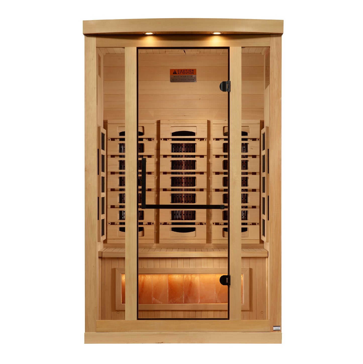 Golden Designs 2-Person Full Spectrum PureTech™ Near Zero  EMF FAR Infrared Sauna with Himalayan Salt Bar