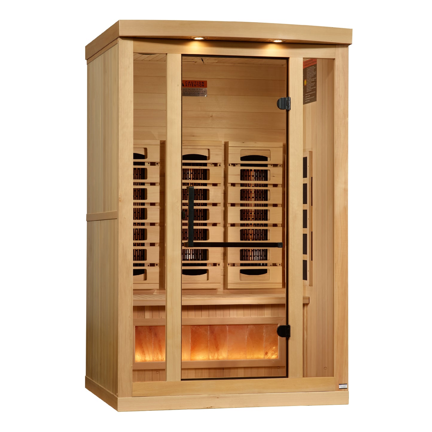 Golden Designs 2-Person Full Spectrum PureTech™ Near Zero  EMF FAR Infrared Sauna with Himalayan Salt Bar