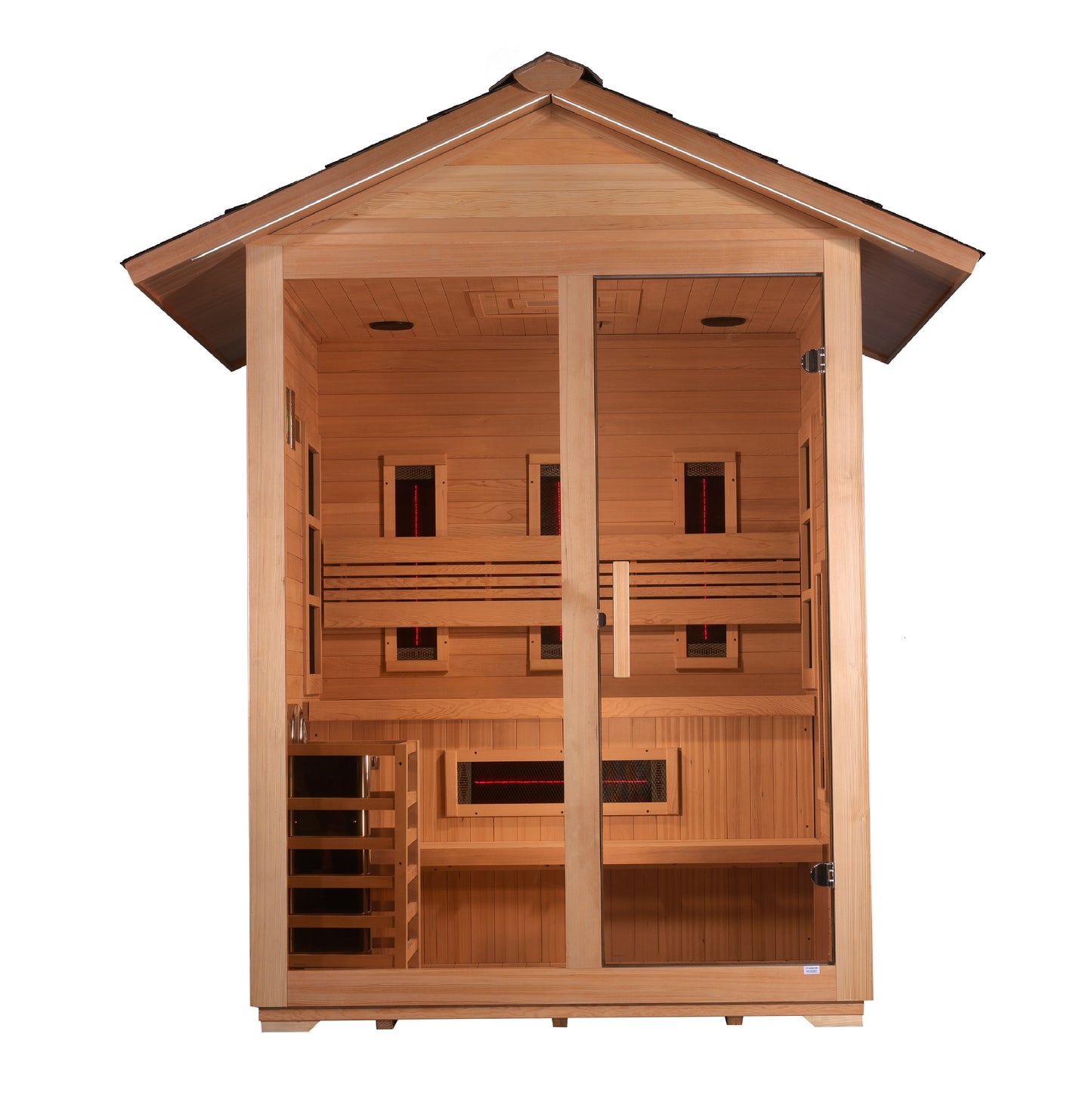 Golden Designs "Carinthia" 3 Person Hybrid (PureTech™ Full Spectrum IR or Traditional Stove) Flat Roof Outdoor Sauna (GDI-8023-01)