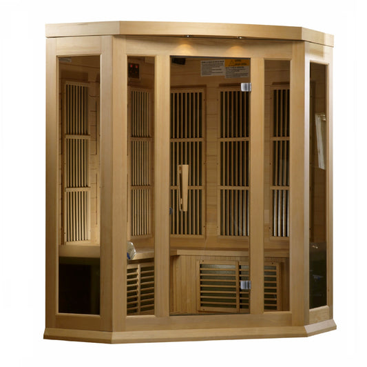 Maxxus 3-Person Corner Low EMF FAR Infrared Sauna (Canadian Hemlock)